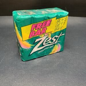 Vintage Zest Deodorant Bar sealed 4 Pack, 5 Oz Made In USA 1988.